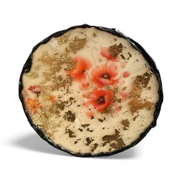 Unique handmade floral gold flake coasters - Picture 2 of 6